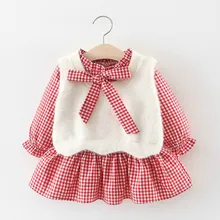 Г. Комплекты для малышей; ; осеннее платье в клетку с жилетом; детская одежда