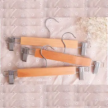 

200PCS High-grade Trousers Clips Wooden Pants Rack for Children Clothing Store High Quality Adjustable Clothes Hanger