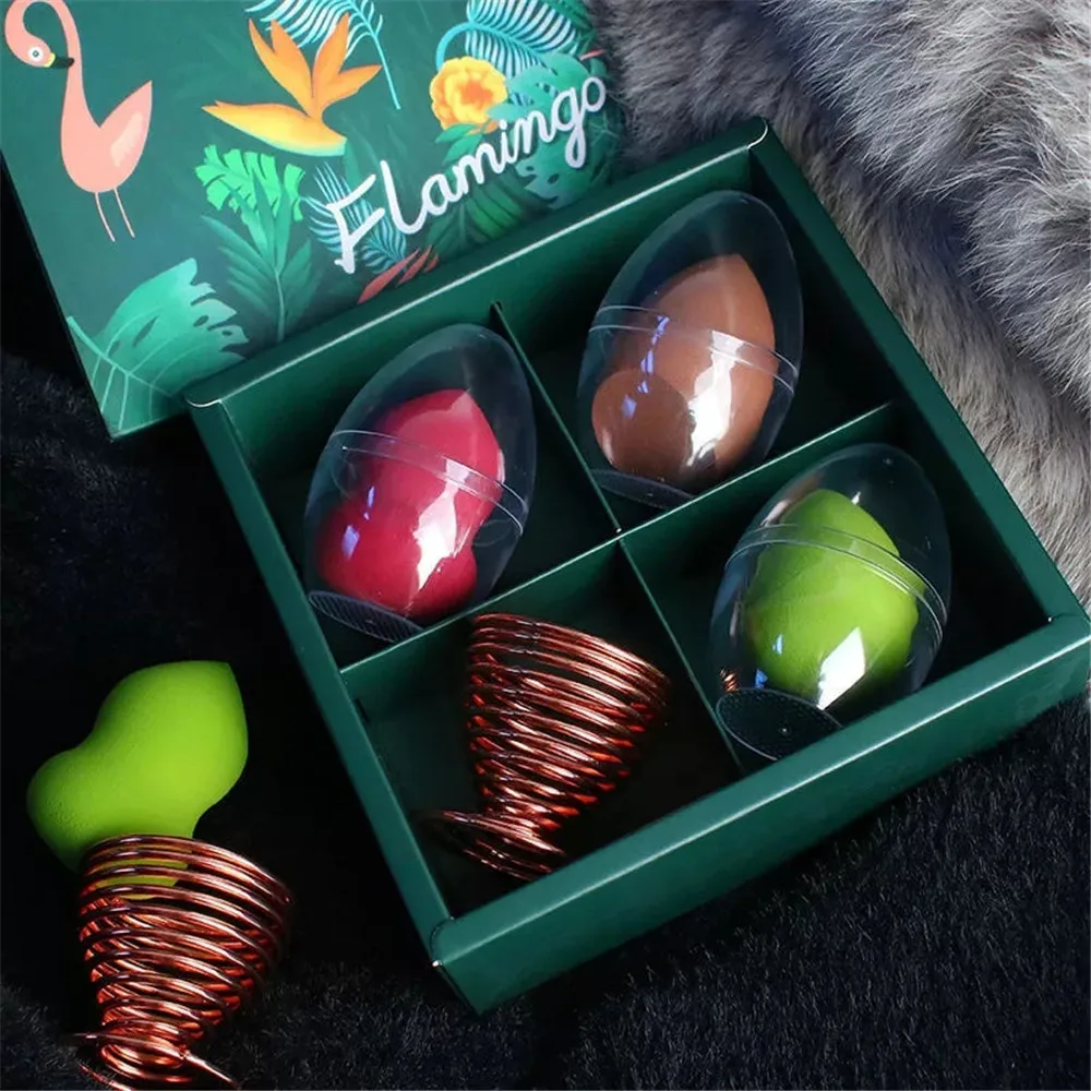 3pcs Makeup Sponge Gift Box Makeup Blender With Shelf Sponge Holder Set