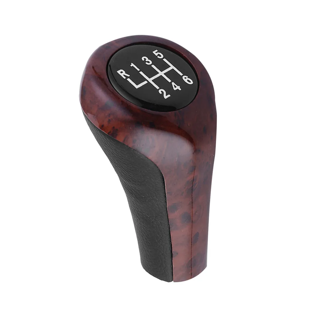 Leather Walnut Car Gear Shift Knob 5/6 Speed Shifter Ball Lever Stick ForE46 Etc - Цвет: B