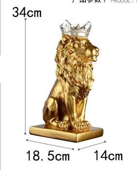 

Gold Crown Lion Statue Handicraft Decorations Christmas Decorations for Home Sculpture Escultura Home Decoration Accessories