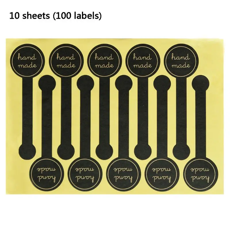 Long Style Handmade Stickers 100pcs Baking Gift Packaging
