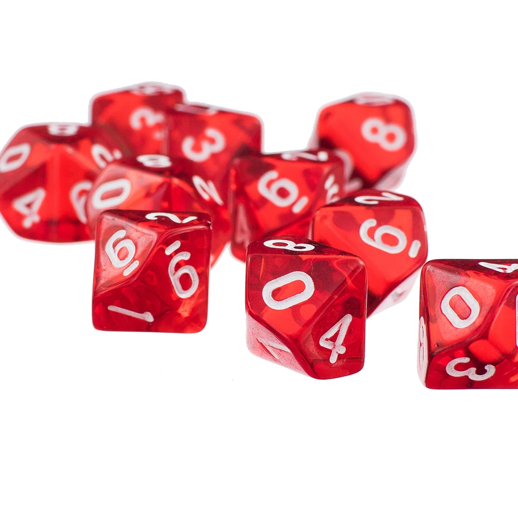 

60 шт. 10-гранная D10 кости, оранжевый, зеленый, синий, желтый, красный