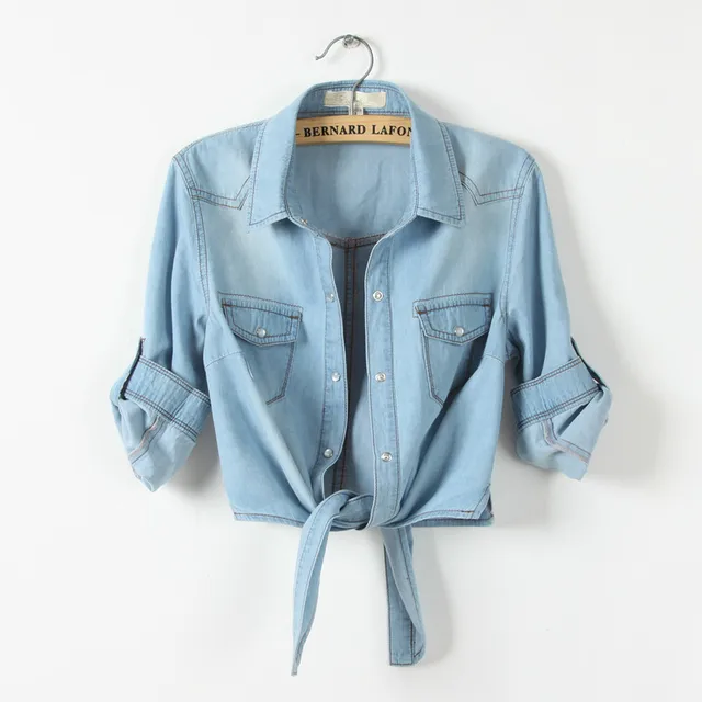 short denim shirt