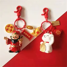 Модная Смола китайский бог богатства Счастливый Кот брелок аксессуары для ключей женская сумка подвеска брелок 3D модель брелок ювелирные изделия