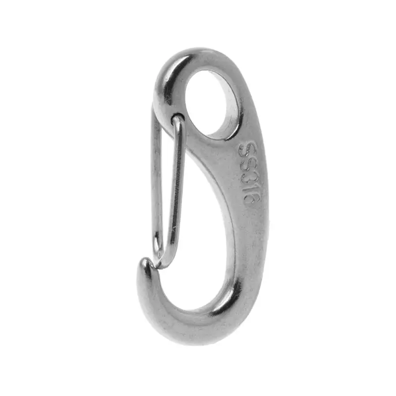 Boat Marine Stainless Steel Egg Shape Spring Snap Hook Clip Quick Link Climbing Carabiner