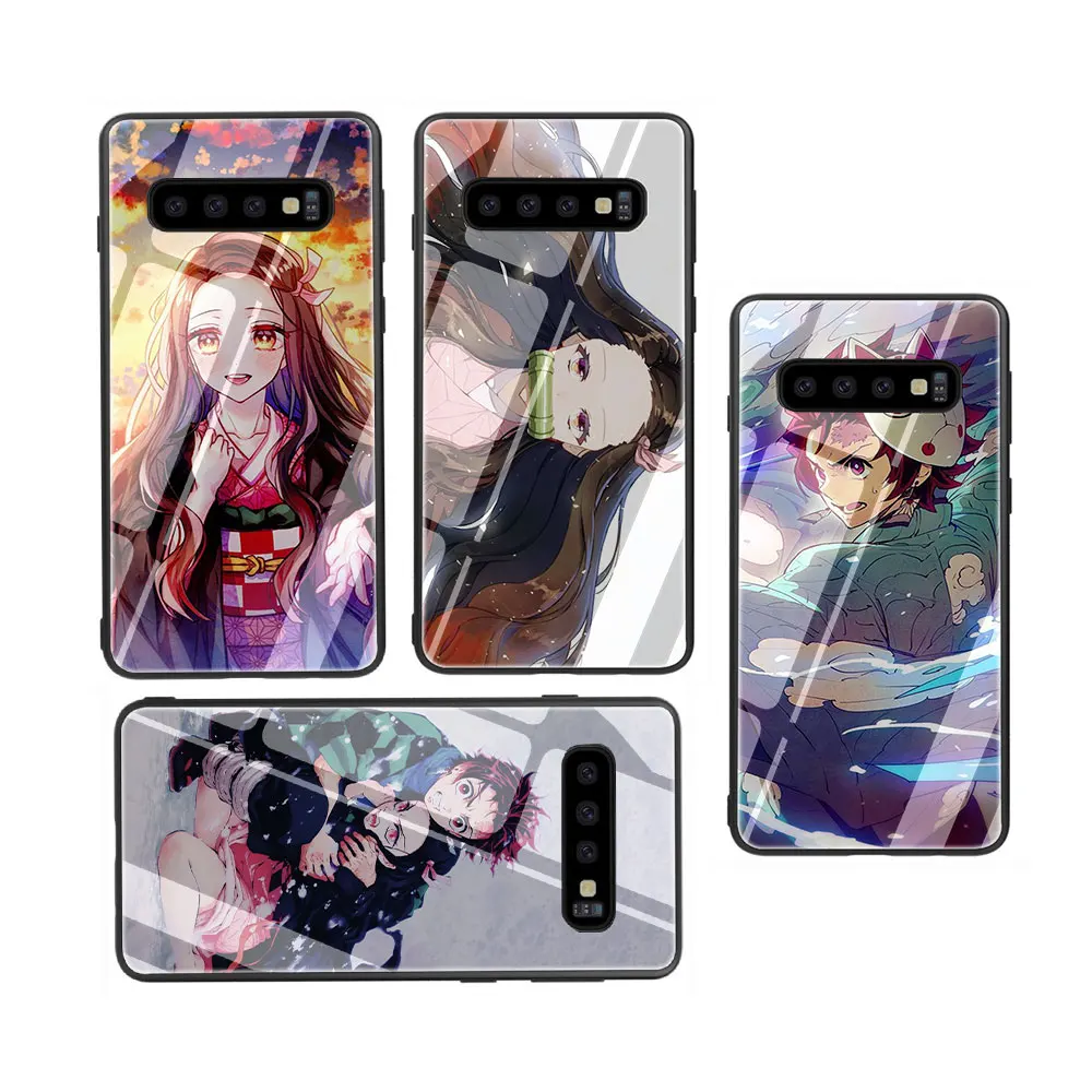 EWAU чехол для телефона из закаленного стекла Kimetsu no Yaiba, аниме, Demon Slayer, для Galaxy S7 edge, S8, 9, 10 Plus, Note 8, 9, 10, A50, 60, 70