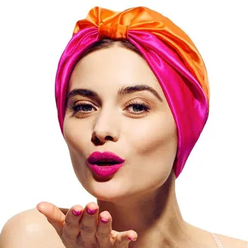 

Hair Satin Bonnet for Sleeping Shower Cap Silk Hair Bonnet Women Night Sleep Cap Head Cover Flower Elastic Band Hair Steamer