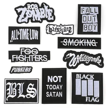 

50pcs/lot Embroidery Patches Letters Clothing Decoration Black White Strange Things Diy Iron Heat Transfer Applique