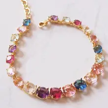 Amybaby ручной работы дизайнерский граненый красочный стеклянный кристалл женский браслет ювелирные изделия для вечерние