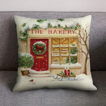 

Hot 45x45cm Sofa Cushion Pillow Cover Cute Christmas Pillowcase Car Christmas Tree Flower Gifts Home Living Room Bedroom Decor