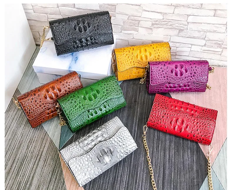 Black Leather Vintage Crocodile Luxury Handbags Women Bags Designer Chain Messenger Bag Female Small Red PU Crossbody Clutch Bag (1)