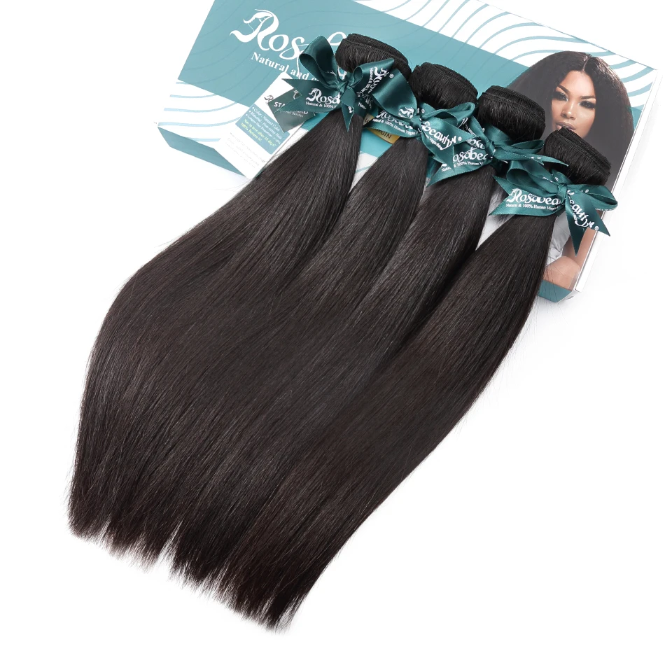 Rosabeauty, 3 шт./лот, малазийские прямые пряди, 8А, натуральные черные человеческие вплетаемые волосы, 30 дюймов, волосы remy для наращивания