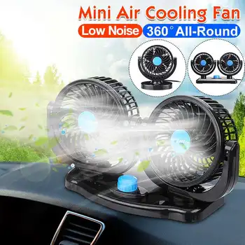 

12V/24V Mini Electric Car Fan Low Noise Air Conditioner 360 Degree Rotating Cooling Fan Cooler Summer Outdoor Dual Sngle Head