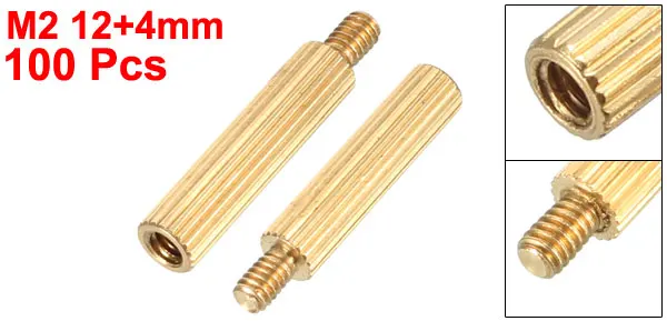 100pcs 12mm 4mm Uxcell 100 шт. M2 12+ 4 мм Женский Мужской резьба латунь Круглый противостояние Spacer винт PCB столб - Цвет: 100pcs 12mm 4mm