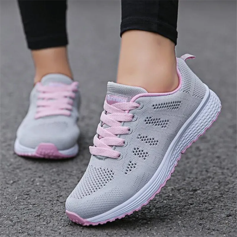 Sneakers women shoes solid breathable mesh casual shoes woman lace-up autumn ladies shoes women sneakers zapatos de mujer