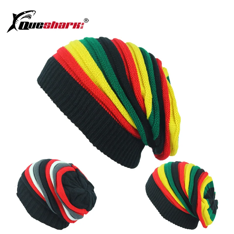 

Men Women Rainbow Stripe Ski Caps Knitted Winter Ear Warm Hat Outdoor Sports Cycling Climbing Skiing Skating Snowboard Caps