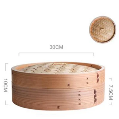 steamer set-D30cm Дышащая Бамбуковая Пароварка ручной работы для дома, отеля, магазина завтраков, мини-пароварка для булочек с ручкой - Цвет: steamer set-D30cm