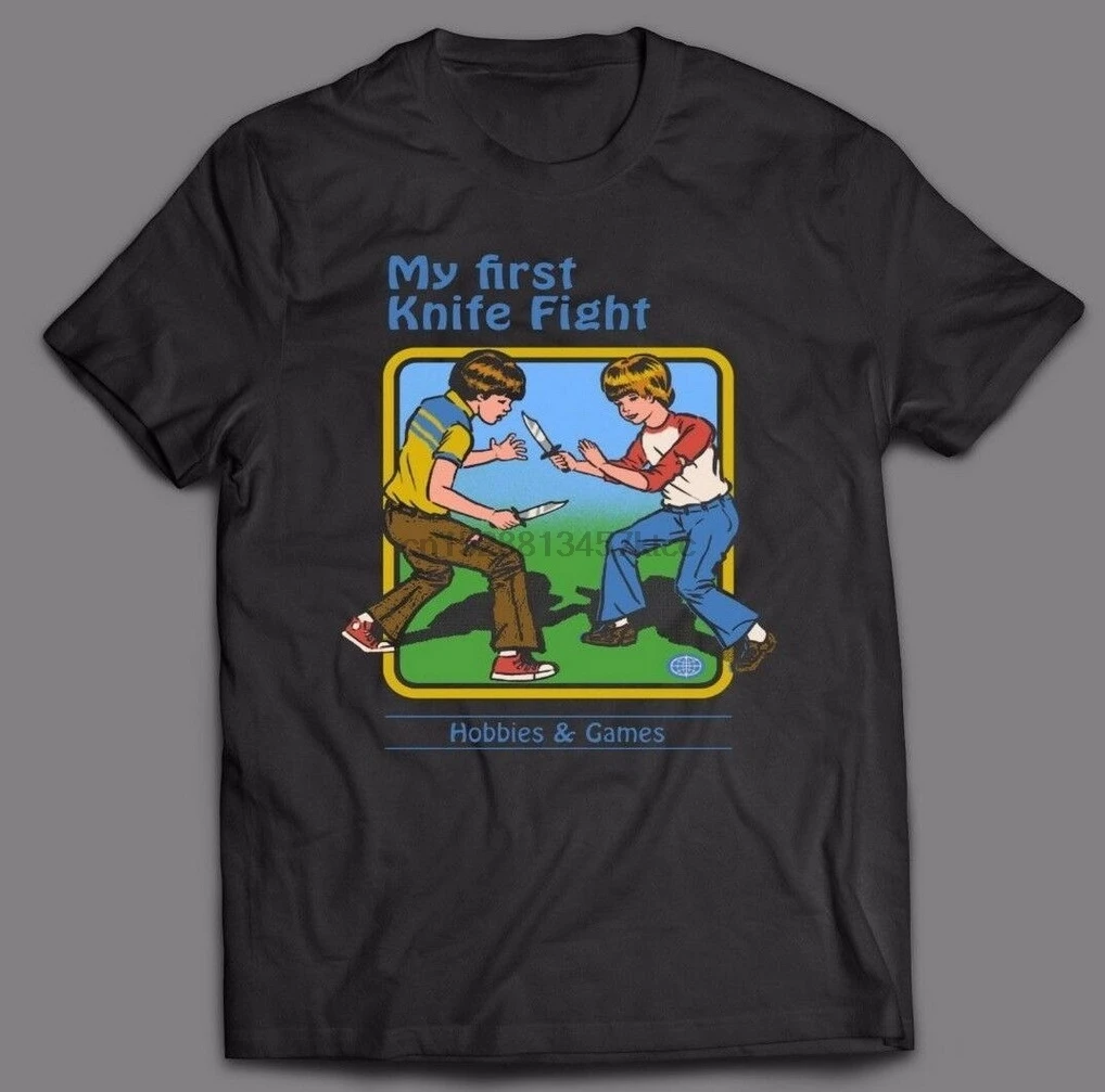 MY FIRST KNIFE FIGHT HOBBY PARODY OLDSKOOL рубашка с рисунком S-XXXL много вариантов модная уличная