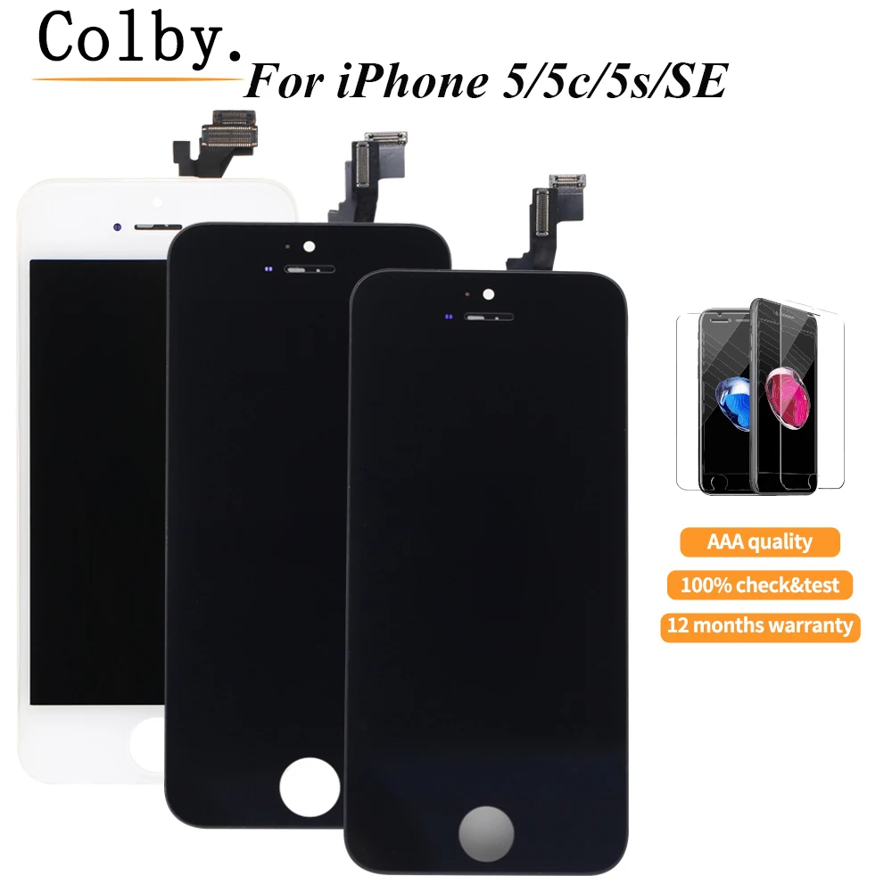 

10pc/lot LCD pantalla For iPhone 5 Display Touch screen Digitizer Assembly Replacement For iPhone 5c 5s SE with Tempered Glass