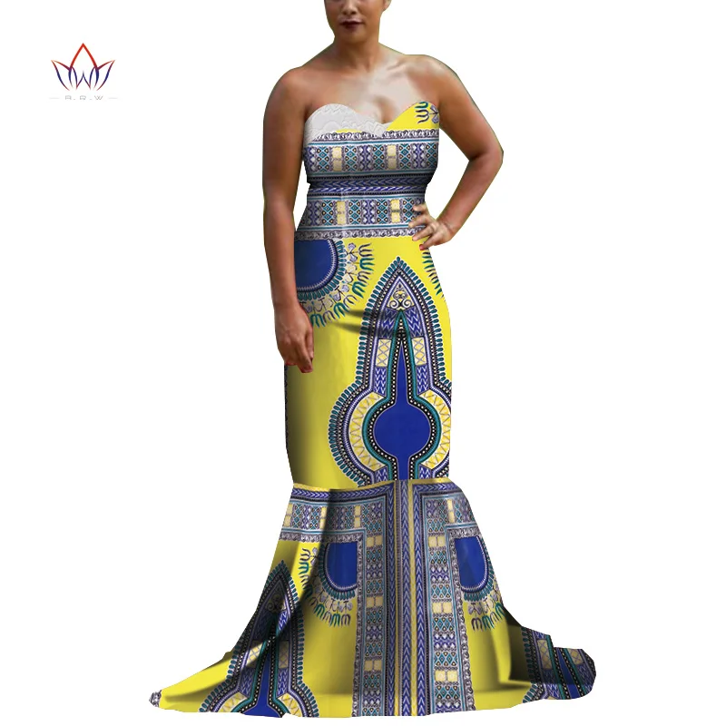 

Ankara Women Dress Plus Size 2019 Dashiki Elegant Dress for Women Bazin Africa Cotton Print Mermaid Long Dress WY5161