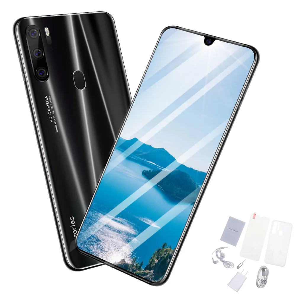 4G мобильный телефон 3 ГБ+ 32 Гб Смартфон практичный Android OS 9,1 для унисекс 6,3 дюймов лицевой разблокированный - Цвет: US Black