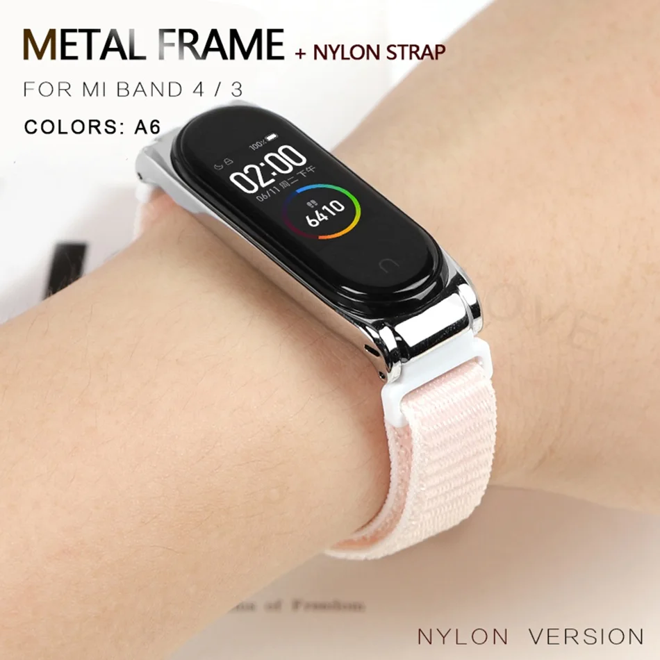Протектор/браслет mi band 3 4 ремешок для Xiaomi mi band 4 3 браслет/ремешок для mi Band 4 3 ремешок металлический/нейлоновый браслет ремень - Цвет: Nylon 020A6
