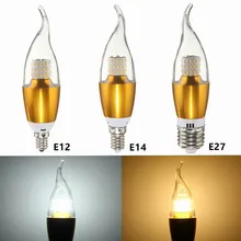 Лампа накаливания с регулируемой яркостью E27 E14 E12 60 SMD 3014 580LM светодиодный Золотое стекло теплая белая свеча лампа AC 110V
