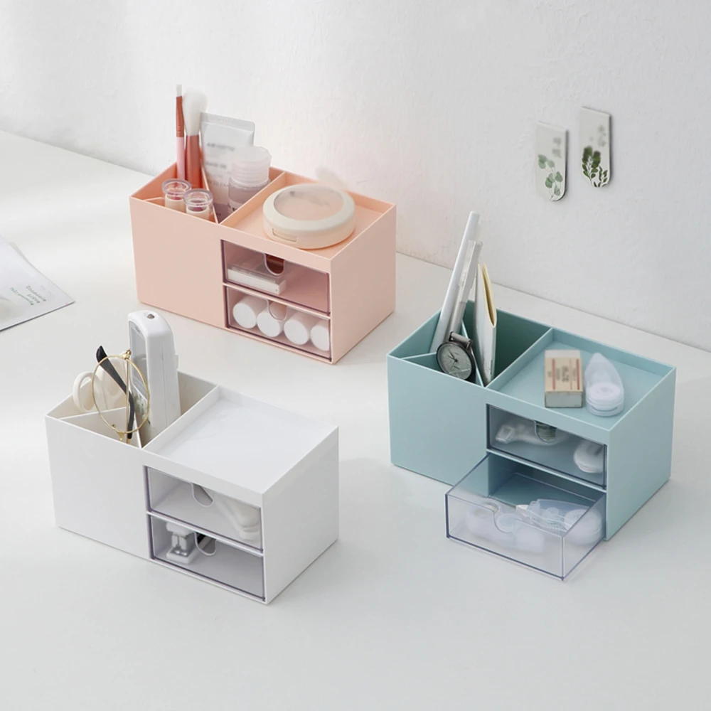 

Desktop Organizer Office Home Use Simple Stationery Container Student Pure Color Storage Case