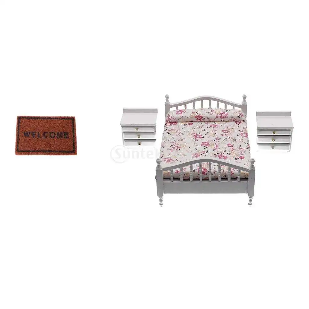 1:12 миниатюрная мини-мебель для кукольного домика кровать за столом напольный