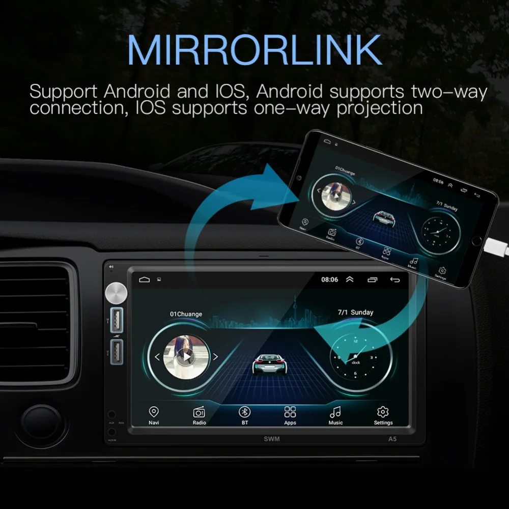 Автомагнитола 2 Din Android 8,1 gps навигатор 1G Ram+ 16G Rom Стерео Авторадио FM MirrorLink wifi Bluetooth Камера заднего вида