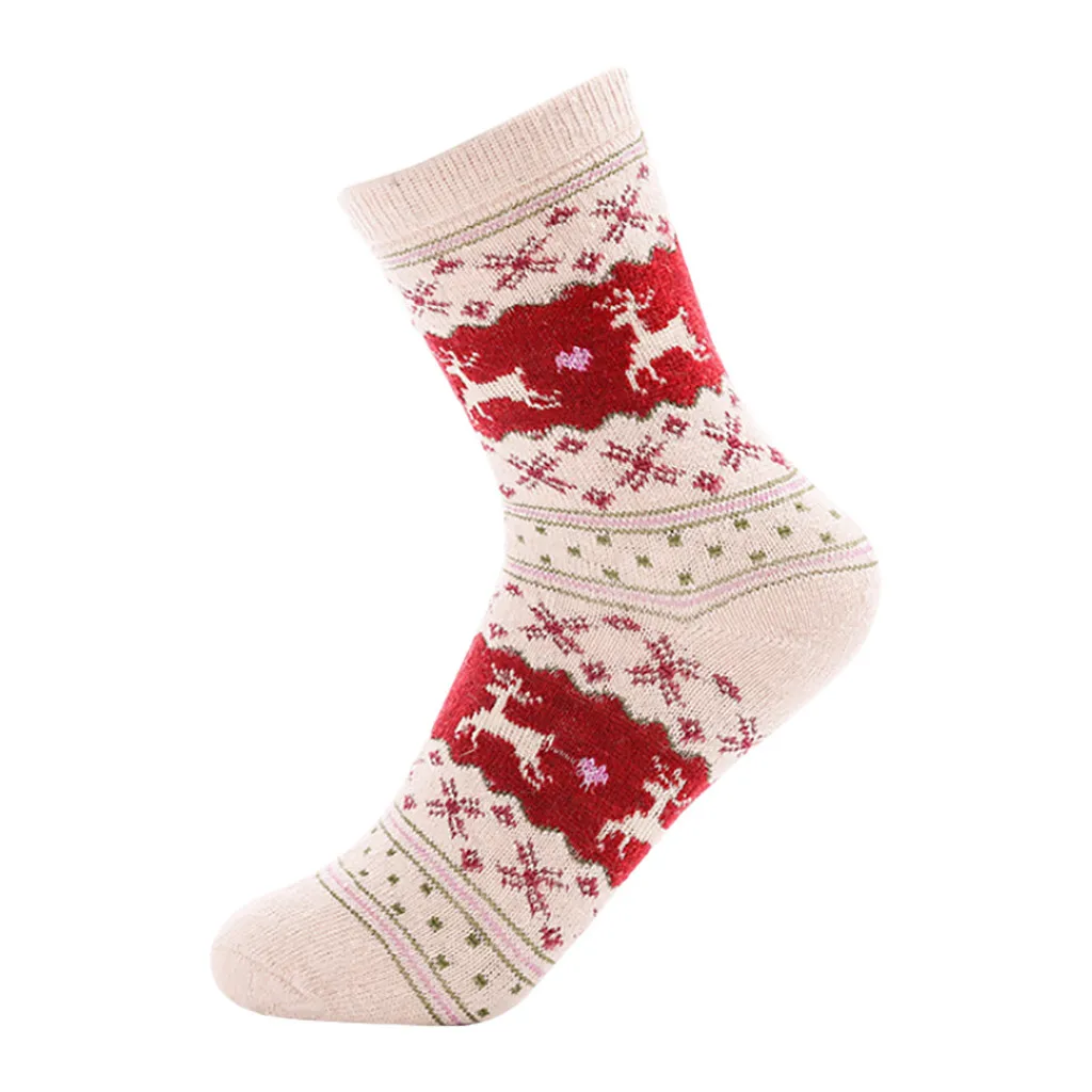 Новые женские носки 5 пар Новые Зимние рождественские носки-трубы средней высоты Ретро хлопковые женские теплые рождественские носки