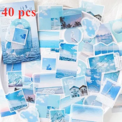 40 Pcs Juvenile blue 60 шт./лот, каваи наклейки, винтажные INS фото наклейки для скрапбукинга, украшения, пули, журнал, канцелярские наклейки, подарок для девочек - Цвет: 40 Pcs Juvenile blue