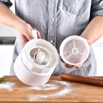 

Plastic Cup Shape Handheld Electric Flour Sieve Strainer Home Baking Pastry Tool Handmade Dessert Tools