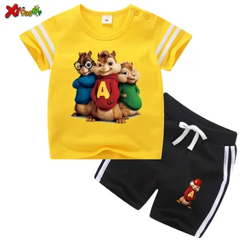 

Kids T Shirt Set Clothing Clothes sports Alvin Chipmunks Boys Sports Sets 2Pcs Tshirt + Short Suit Toddler Baby Set 2020 Summer