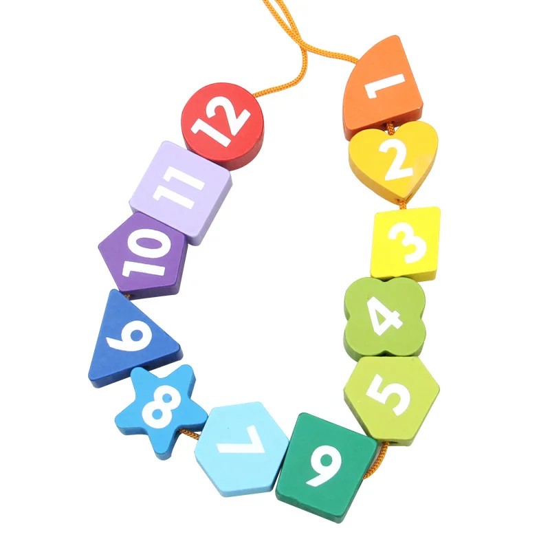 

Children Wood with Numbers Clock Toy Baby Beaded Bracelet Shape Matching Color Cognitive Early Childhood Intellectual Wooden Toy