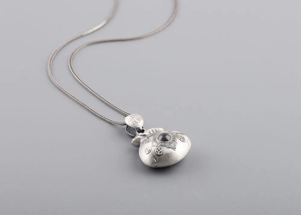 3D 999 Серебряная Тыква подвеска из чистого серебра, подвеска на удачу, подвеска на удачу