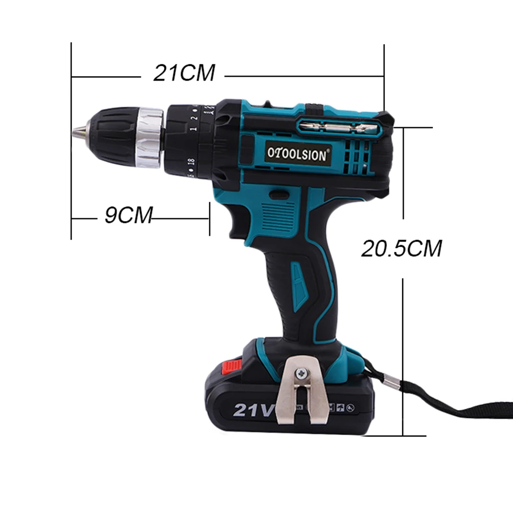 21V Durable Cordless Impact Drill Professional Electrical Drill 1.5Ah Rechargeable Battery Power Tools For Household Renovation (6)