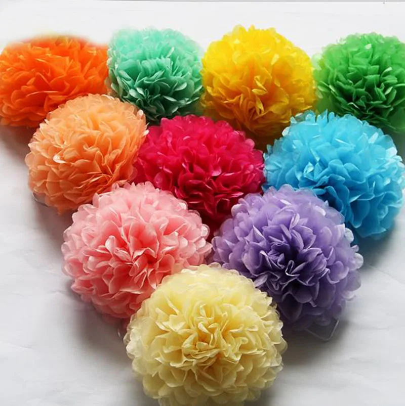 

5 pcs Paper flower ball paper pom-poms decorative wedding accessories pompom mixed color ball home decoration Festive dress up