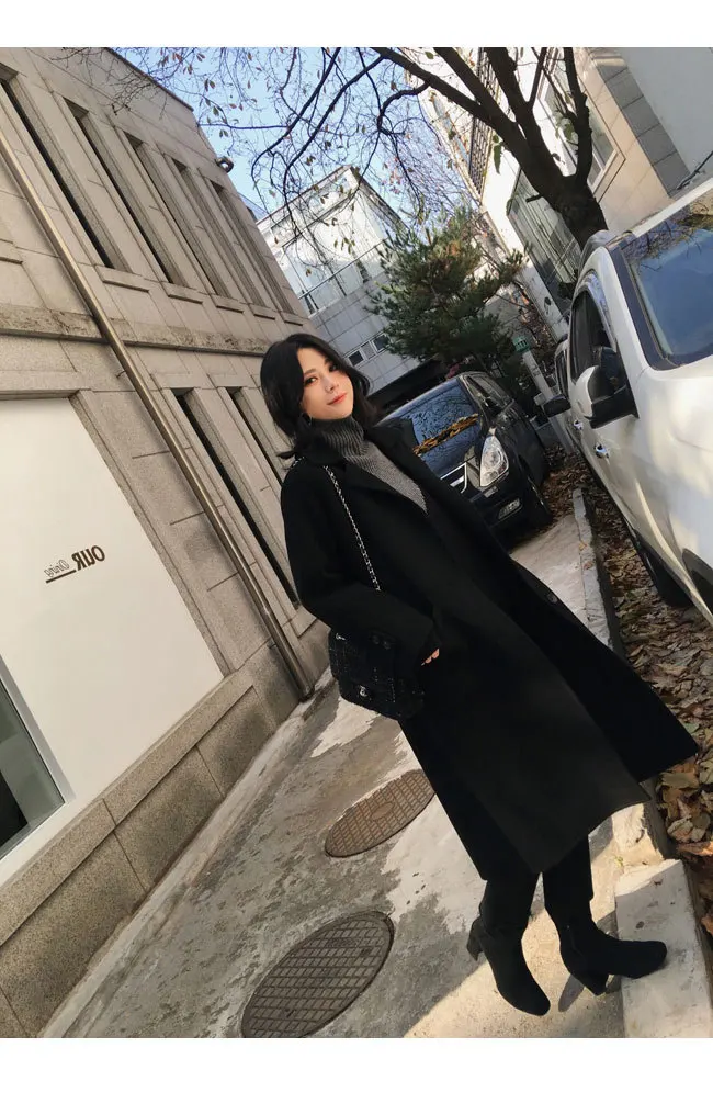 Новая стильная свободная шерстяная куртка выше колена Nizi, осенняя и зимняя одежда, толстое шерстяное пальто для женщин средней длины в Корейском стиле