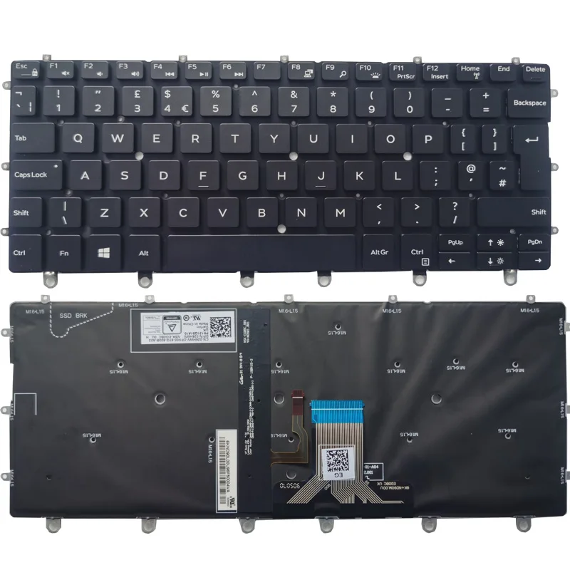 

NEW UK Laptop Keyboard For DELL 2in1 XPS 13 9365 P71G 0WPCF9 WPCF9 NSK-EG0BC with backlight