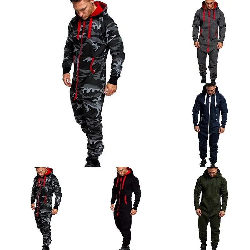 Men One Piece Sets 2020 New Spring New Men's Hooded Fleece Jumpsuit Camouflage Print Personality Casual Suit Men Men One Piece Sets 2020 New Spring New Men's Hooded Fleece Jumpsuit Camouflage Print Personality Casual Suit Men