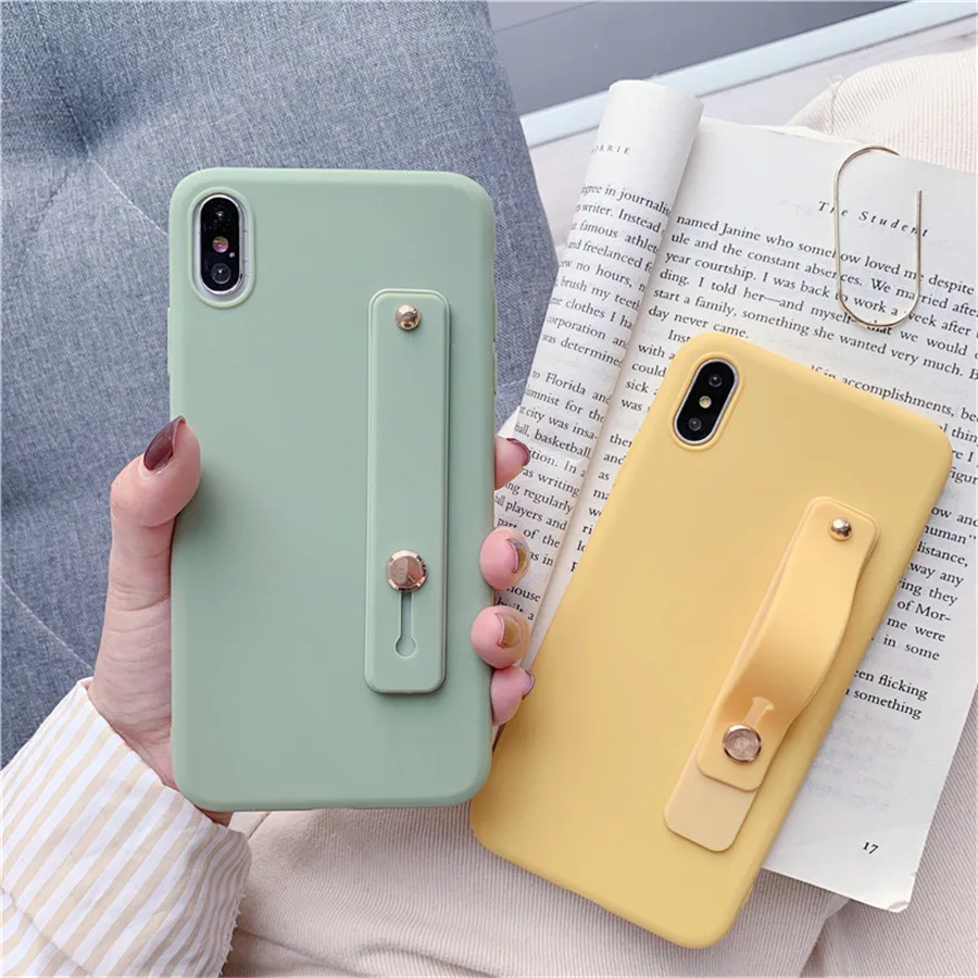 

Fashion Strap Simple Color Phone Case For Samsung Galaxy A50 A70 A40 A30 A20 A10 M10 M20 M30 Stand Holder Soft Case Back Cover