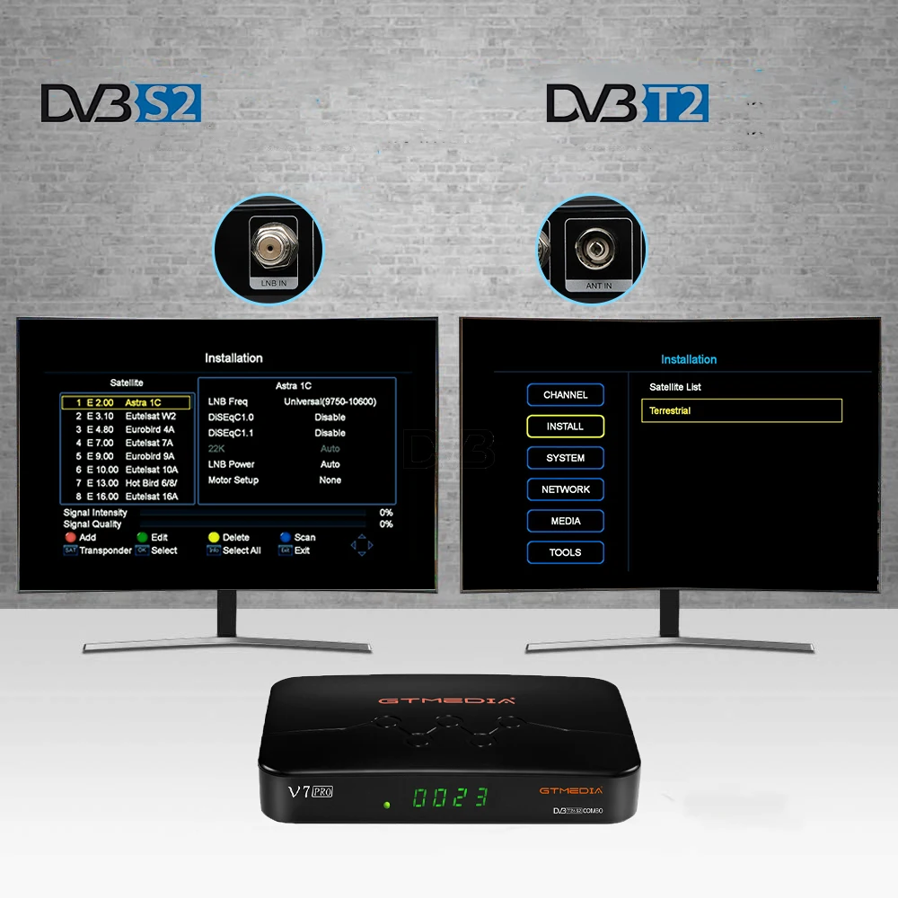 2021 GTMEDIA V7 Pro DVB S/S2/S2X/T/T2 спутниковый комбинированный HEVC 10 битный декодер поддержка