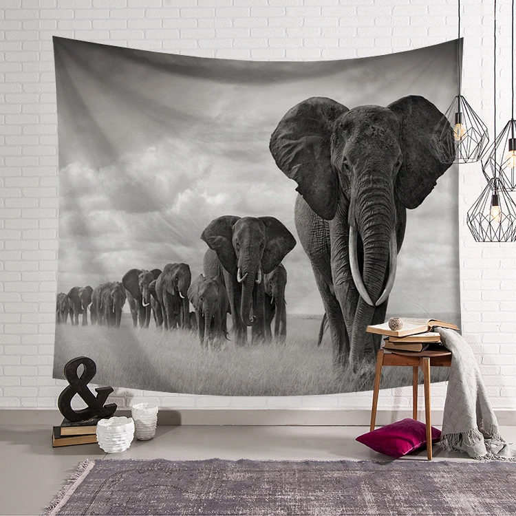 Elephant Tapestry Wall Hanging Wall Tapestry Blanket Farmhouse Decor Polyester Llama Printed Window Tapestry