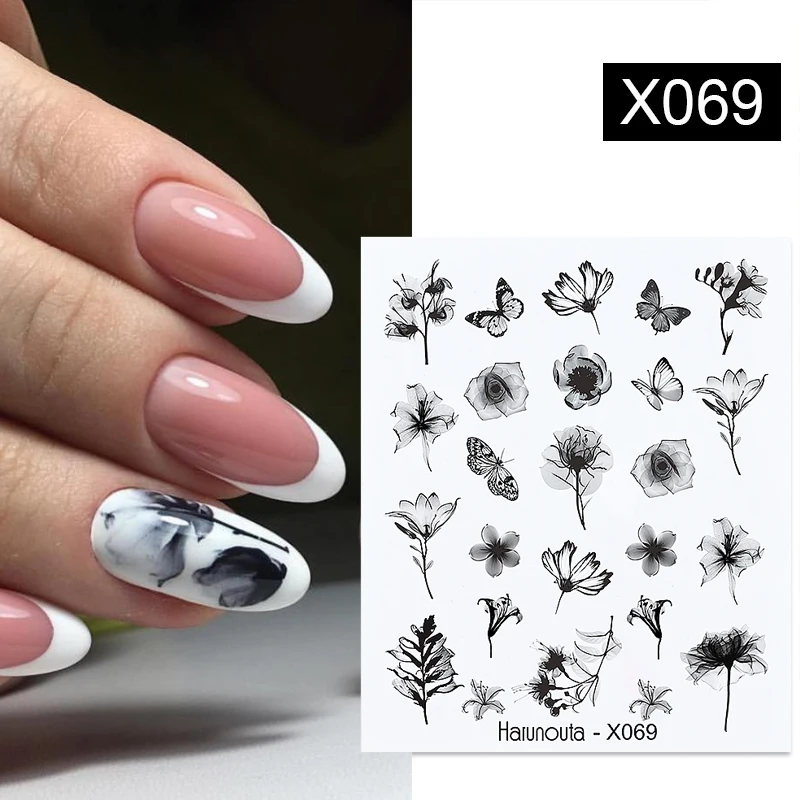 Harunouta 1 Sheet Embossed Nails Sticker 3D Flower Leaves Slider Water Transfer Nail Decals for Nail Art DIY Transfer Sticker nail stickers,nail art tools,nail art decoration,nail decals,flower stickers,uv dtf transfer stickers
