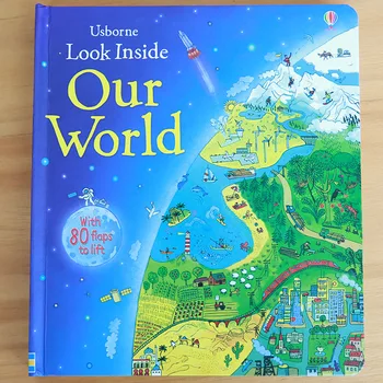 

English children books Look inside Our World baby educational Picture with 80 flaps to lift gift for kids