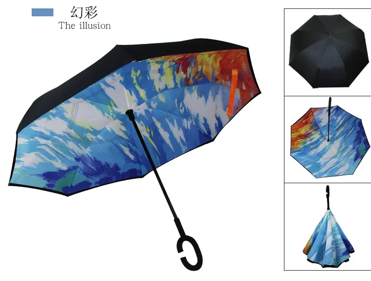 Двухслойный складной зонт Parapluie с защитой от ультрафиолета и защитой от солнца и дождя для мужчин и женщин - Цвет: as picture color