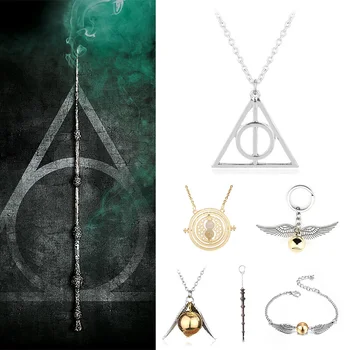 

6PCS/Set Harry Jewelry Time Turner Deathy Hallows Golden Snitch Necklaces For Fans