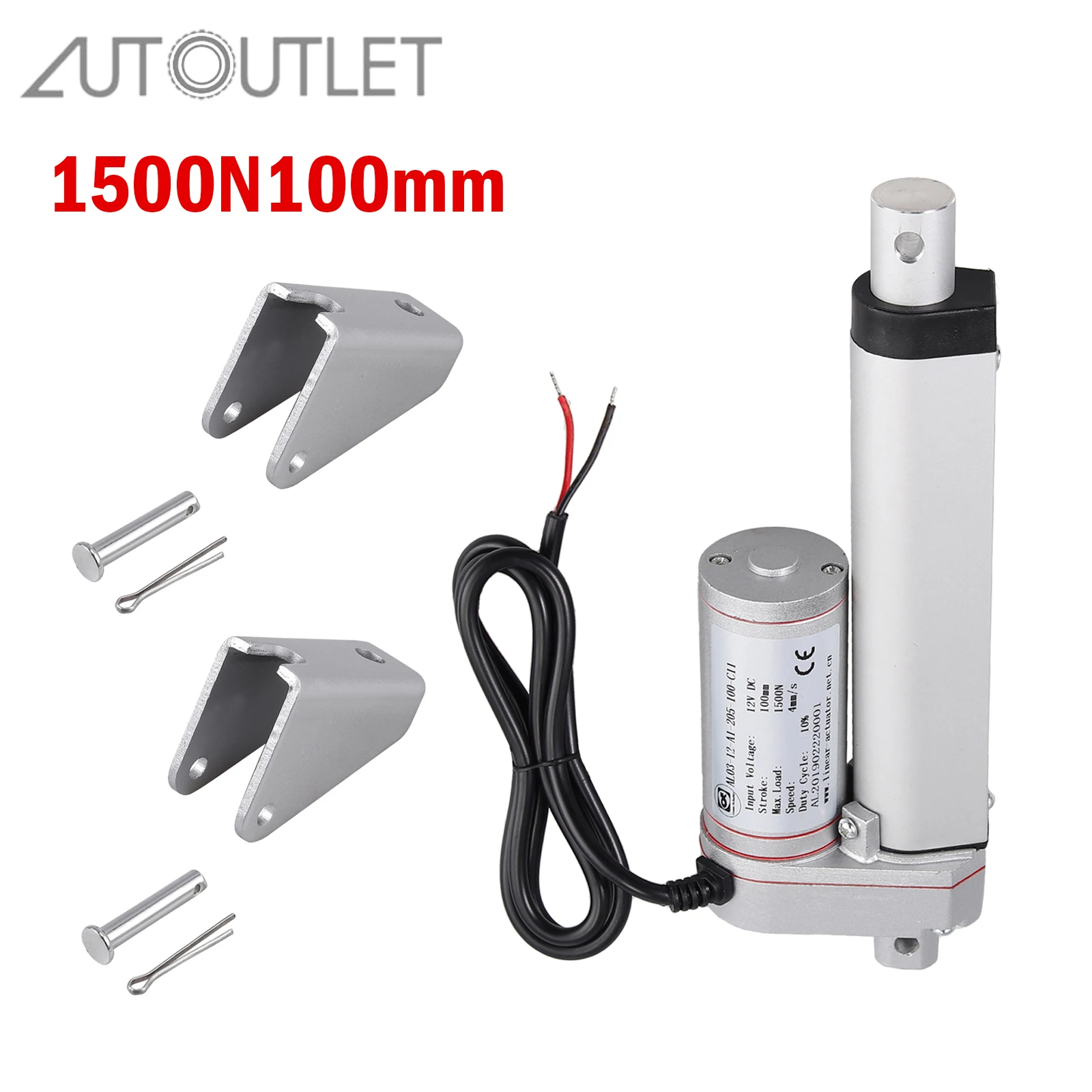 

Электрический линейный привод AUTOUTLET, мотор 1500N 100 мм из алюминиевого сплава с нажимным стержнем 12 В для автомобиля, RV